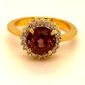 Zircon 5.10ct Diamonds Solid 18K Yellow Gold Ring